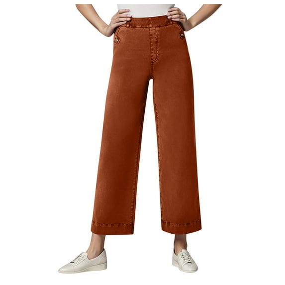 SXcggal Women Stretch Twill Cropped Wide Leg Pant Comfy Casual Capri Pants High Waisted Straight Leg Chino Pants Ankle Jeans Breathable Sporty Casual Women's Yoga Pants