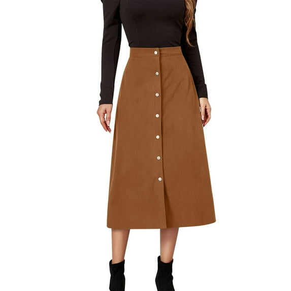 SXcggal Women's Long Skirt Solid Color High Waist Skirt Corduroy Hip Wrap Single Slim Fit Solid Color Skirt Autumn And Winter Fashionable Comfortable Distinctive Women's Skirt