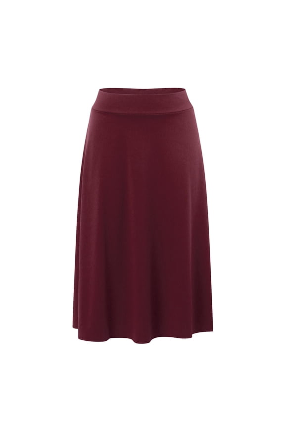Women's Solid Lightweight Flare Midi Pull On Closure Skirt S XXL Plus Size Fashionable Comfortable Women's Skirt