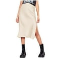 thumbnail image 1 of SXcggal Womens High Waist Skirt Solid Color Satin Dress Zipper Elegant Skirt Stylish Comfortable Distinctive Women's Skirt, 1 of 4