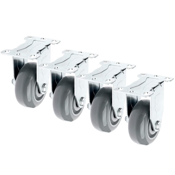 SY America 3" 4 Pack Caster w/ Gray Polyurethane Wheel Top Annular Plate, Top Plate Caster, 1200 lbs Total Capacity (3 inches pack of 4, Rigid)