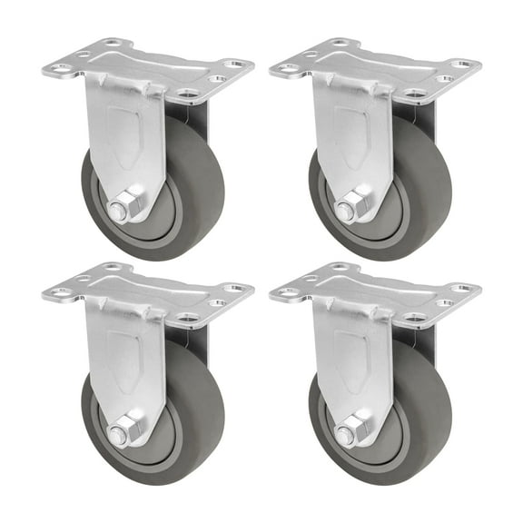 SY America 3" 4 Pack Plate Caster, Thermoplastic Rubber Gray Swivel Rigid Caster, Top Plate Caster, 1000 lbs Total Capacity (3 inches Pack of 4, Rigid Wheel)