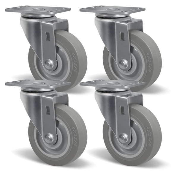 SY America 4" Caster Wheels,Industrial Casters, Heavy Duty Casters Set of 4,Non-Marking Thermoplastic Rubber Castor Wheels for Cart, Furniture and Workbench, 4 Swivel, 1200 lbs Capacity