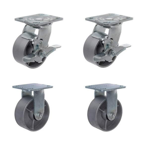 SY America Heavy Duty Steel Cast Iron Wheel Metal Swivel Plate Caster Wheels Heavy Duty High-Gauge Steel