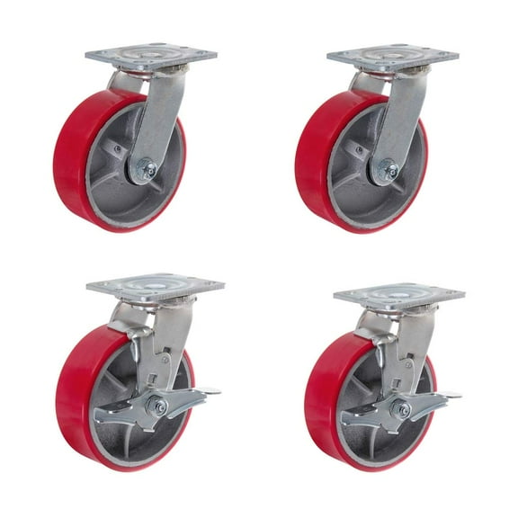 SY America Polyurethane Steel Heavy Duty Swivel Casters - Industrial Casters with Strong Load Capacity 3200LBS, Silent Use of Swivel Outdoor Caster, Furniture,Luggage Carts [4 Inches x 2 Width]