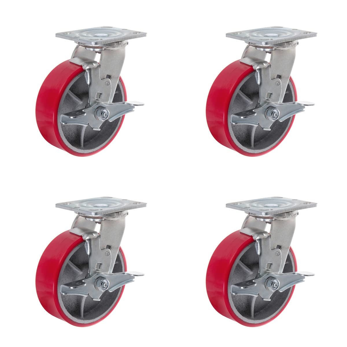SY America Polyurethane Steel Heavy Duty Swivel Casters - Industrial Casters With Strong Load Capacity 1100LBS, Silent Use Of Swivel Outdoor Caster