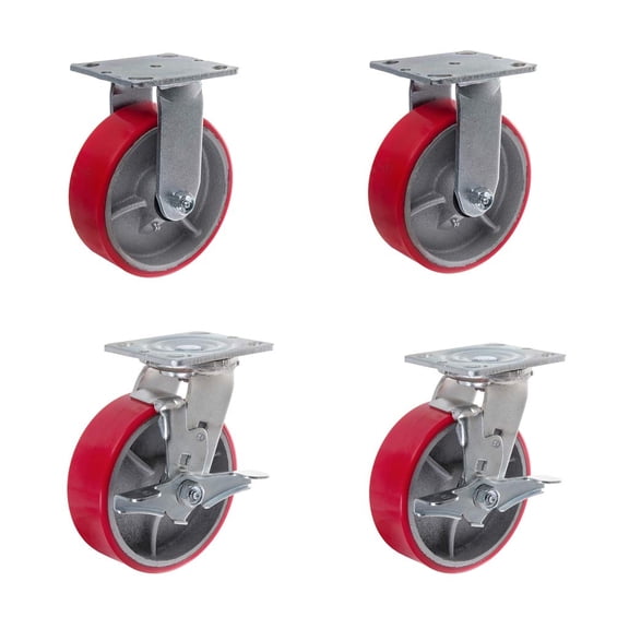 SY America Polyurethane Steel Heavy Duty Swivel Casters - Industrial Casters with Strong Load Capacity 4400LBS, Silent Use of Swivel Outdoor Caster, Furniture,Luggage Carts [5 Inches x 2 Width]
