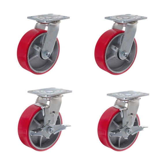 SY America Polyurethane Steel Heavy Duty Swivel Casters - Industrial Casters with Strong Load Capacity 4400LBS, Silent Use of Swivel Outdoor Caster, Furniture,Luggage Carts [5 Inches x 2 Width]