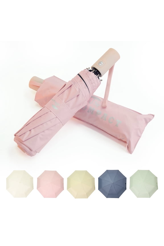 Travel Umbrellas for Rain Automatic Folding Sun Umbrella for Walking Waterproof Windproof Umbrellas for Women and Men (Pink)