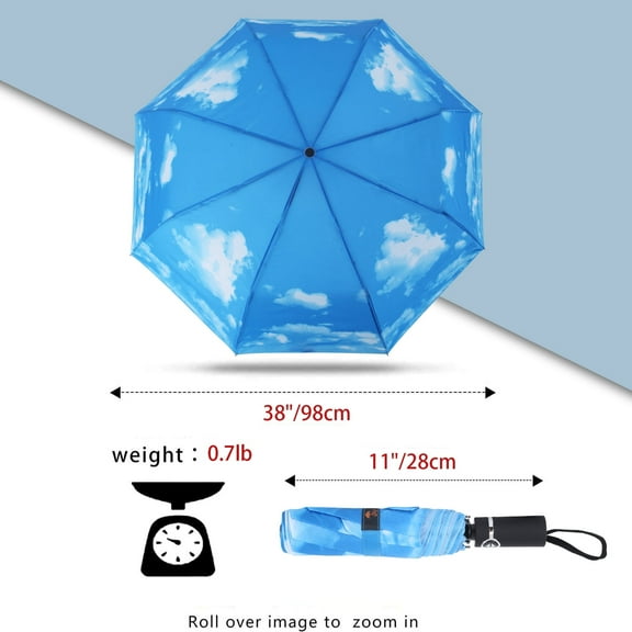 SY COMPACT Travel Umbrellas for Rain Windproof Folding Umbrella Lightweight Waterproof Umbrella Automatic Small Rain Umbrella for Adults(Sky Blue)
