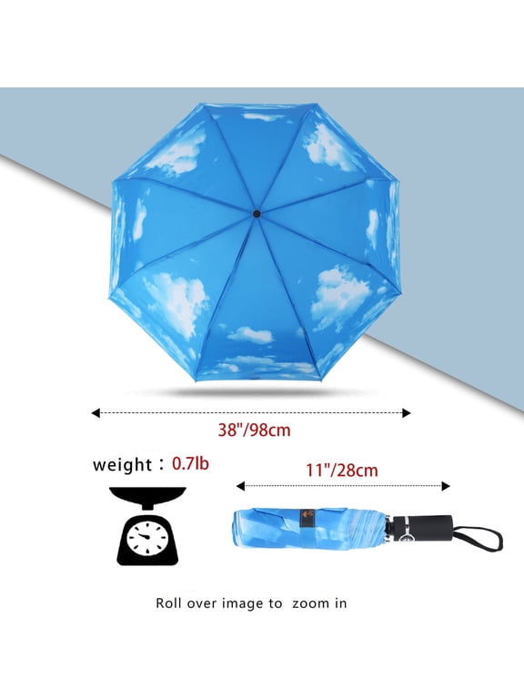 Travel Umbrellas for Rain Windproof Folding Umbrella Lightweight Waterproof Umbrella Automatic Small Rain Umbrella for Adults(Sky Blue)