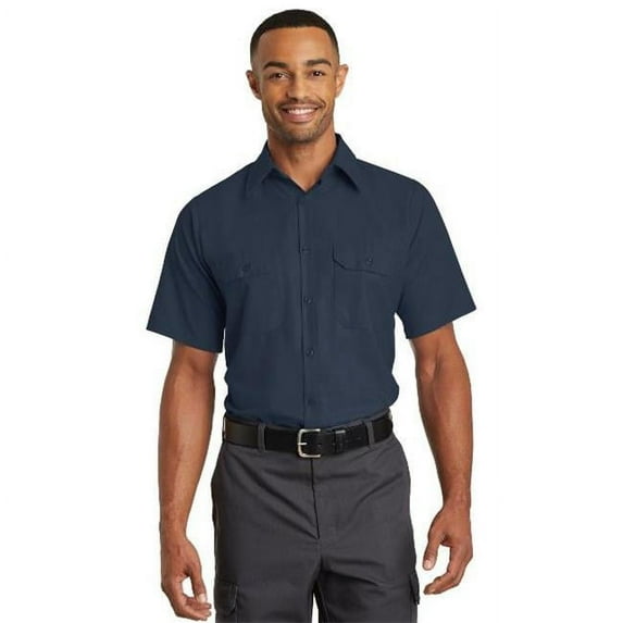 SY60 Short Sleeve Solid Ripstop Shirt, Navy - Extra Large