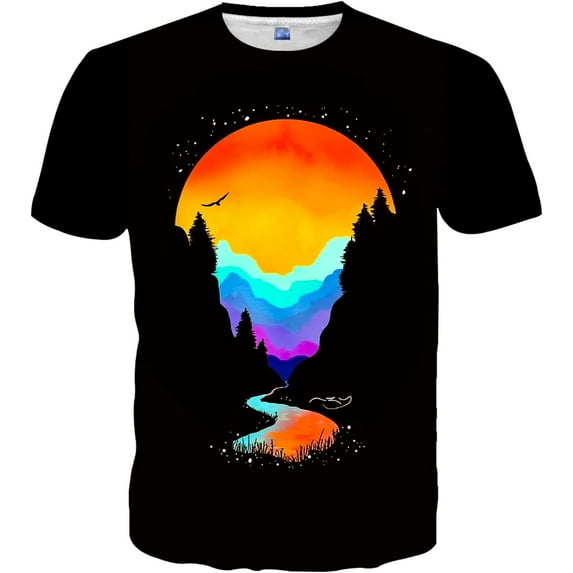 SYAIMN Unisex 3D Printed Shirts Funny Design Tees Colorful T-Shirts Summer Tops for Men Women