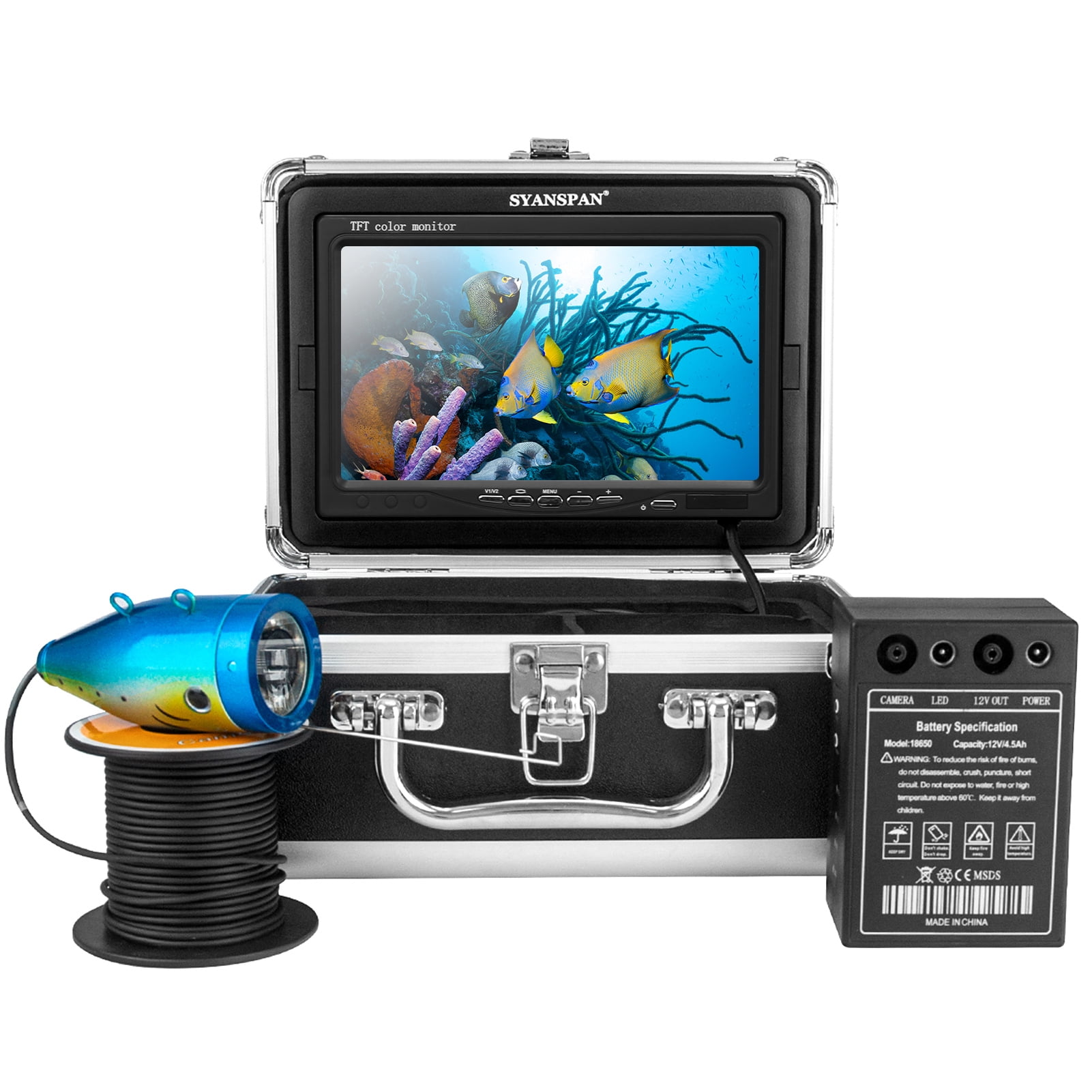 Underwater Fishing Camera, Portable Fish Finder Camera HD 1000 TVL Infrared  LED Waterproof Camera with 4.3 Inch LCD Monitor, 195 Degrees Wide Angle