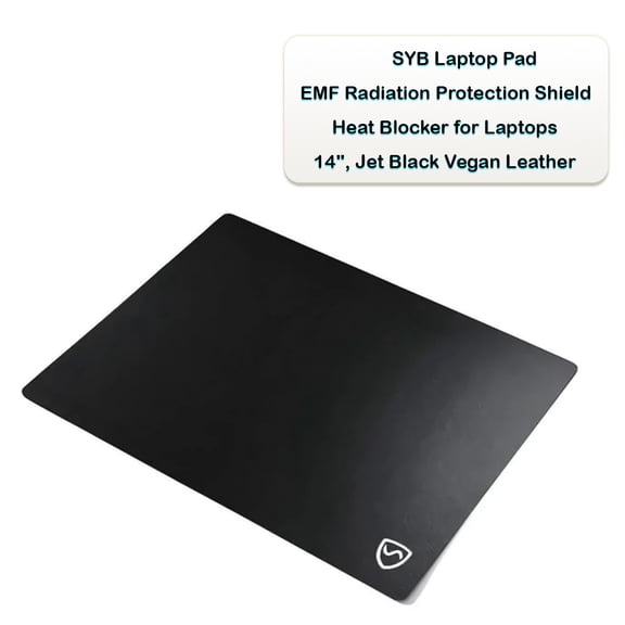 SYB Laptop Pad, EMF Radiation Protection Shield & Heat Blocker for Laptops (14", Jet Black Vegan Leather)