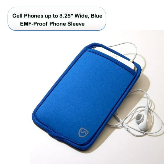 SYB Phone Pouch, EMF-Proof Phone Sleeve for Cell Phones up to 3.25" Wide, Blue