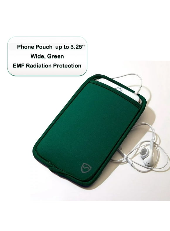 SYB Phone Pouch, EMF Radiation Protection Sleeve for Cell Phones up to 3.25" Wide, Green
