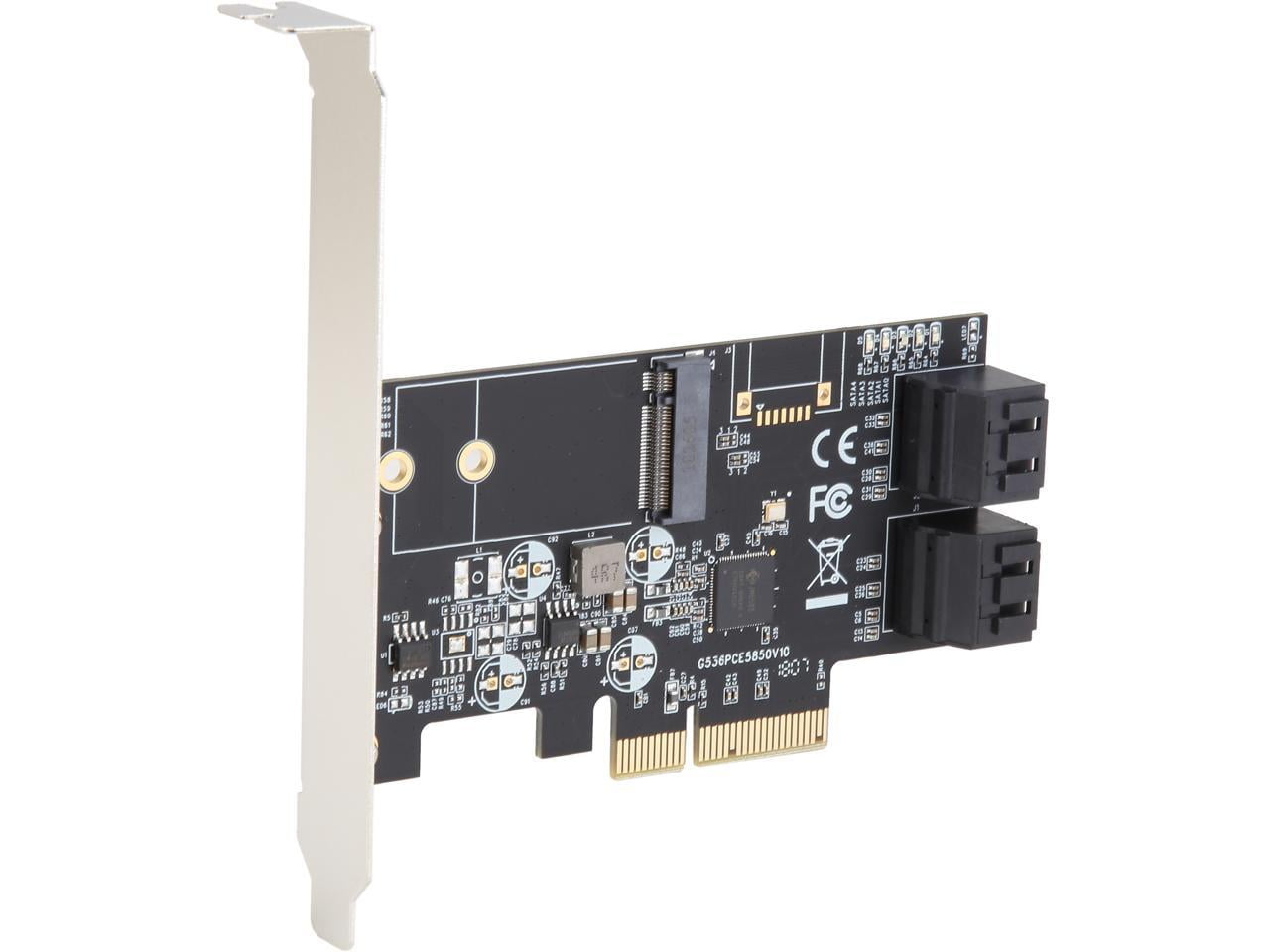 SYBA 4 x Port Non-RAID SATA III 6 Gbp/s and M.2 B Key 2242 PCI-e x4 ...