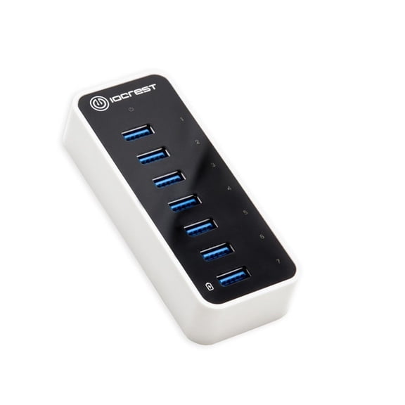 7 Port Usb 3.0 Hub by IOCrest USB 3.0 7 Port External Hub Color UL 12V/3A Power Adapter White