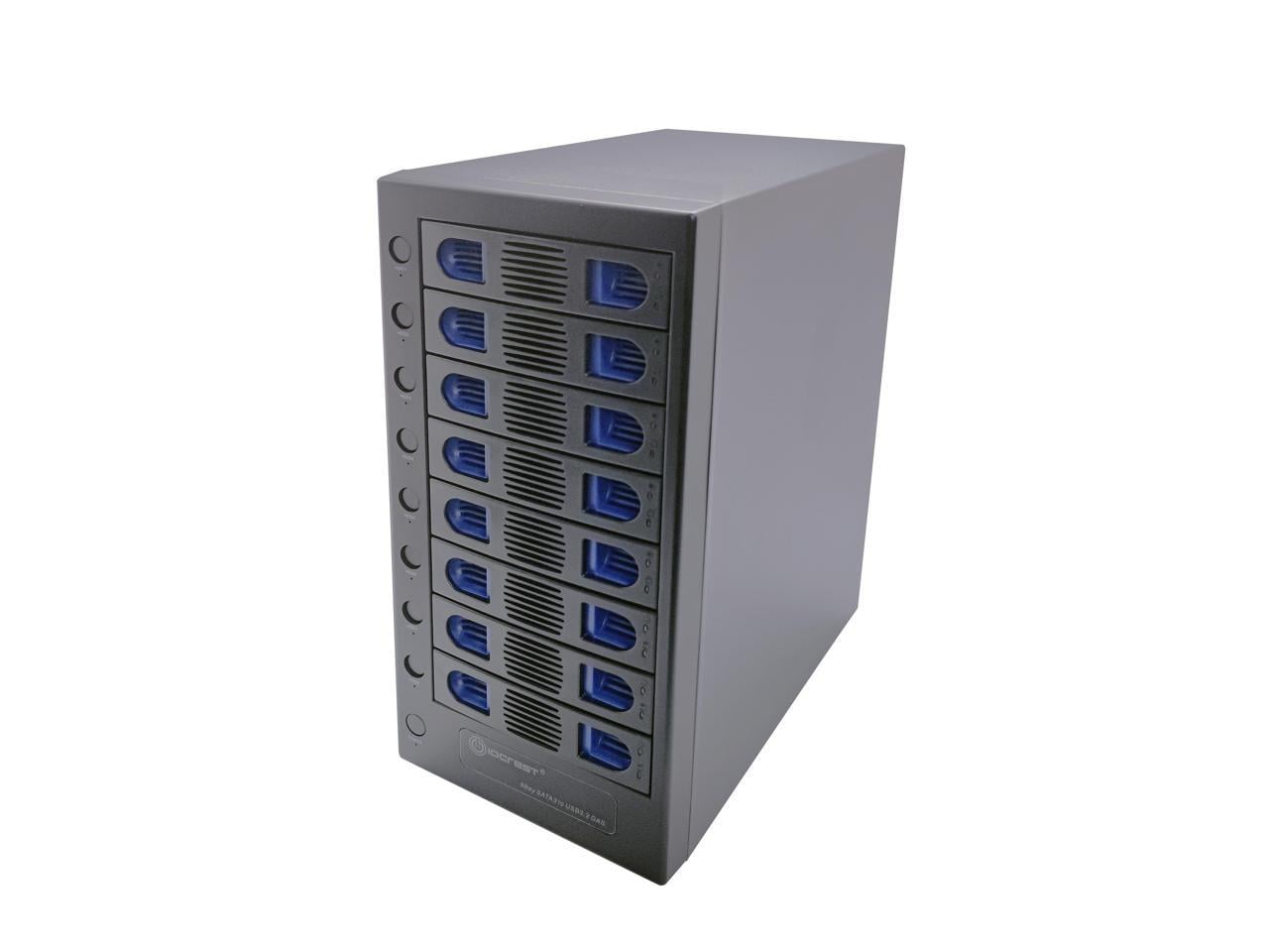 SYBA SY-ENC50125 Black Hard Drive Enclosure USB 3.2 (10Gbps) Type-C 8 Bay 2.5 Inch and 3.5 Inch SATA Hard Drive External Hard Drive Enclosure