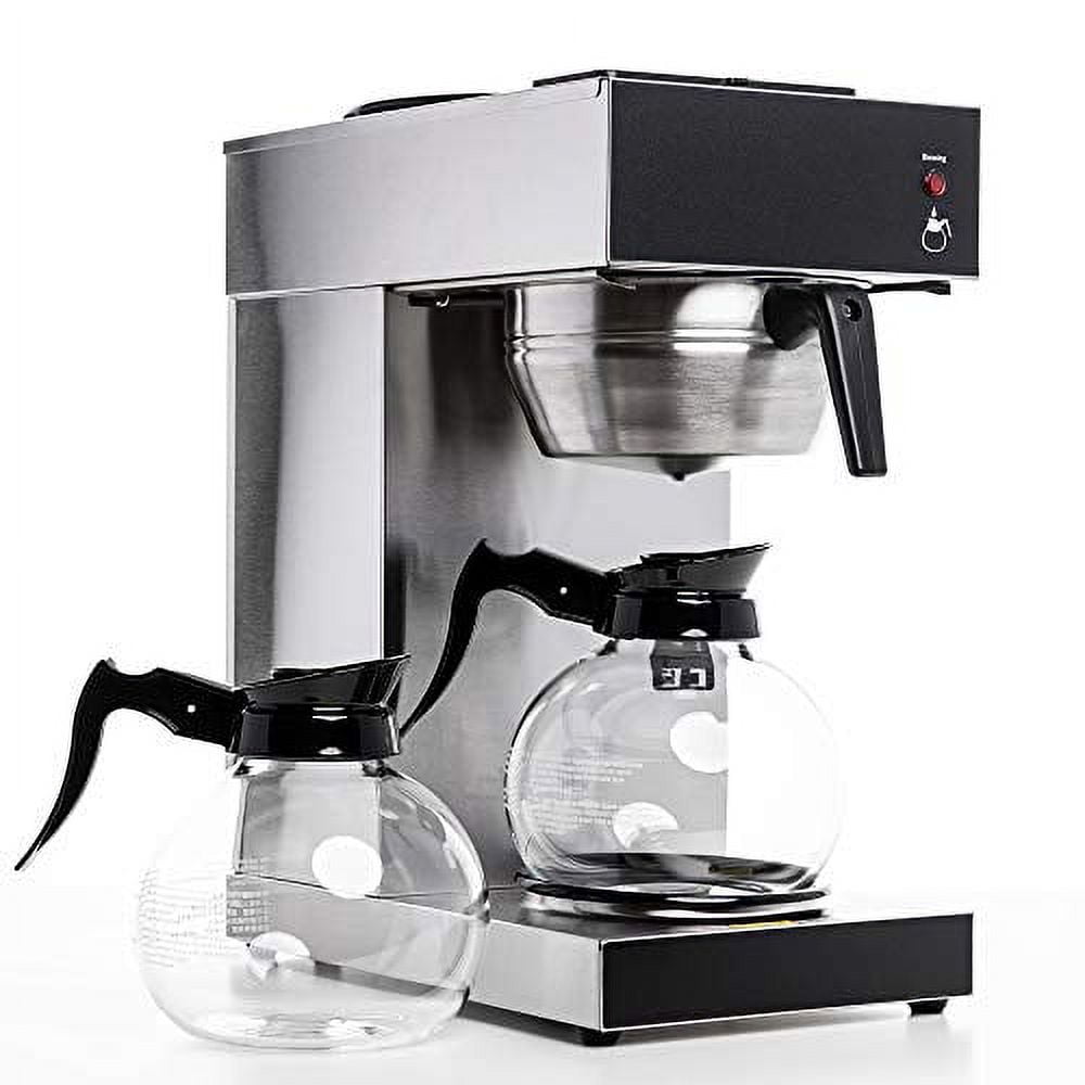 Kettle Capacity, Decanters, Commercial Brewer with Glass 2 Warmer Grade Machine SYBO Silver and Maker Coffee RUG2001 Pourover 12-Cup