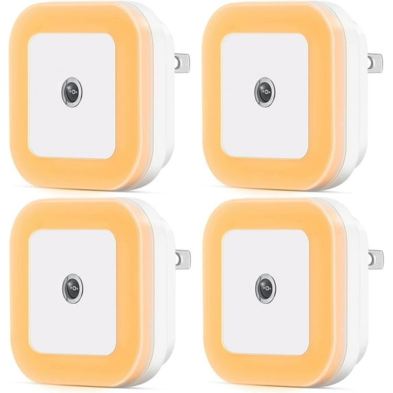 SYCEES 4 Pack Plug in Dimmable Led Night Light with Auto Dusk to Dawn Sensor, Soft Warm White Nightlights for Hallway,Bedroom, Kids Room, Kitchen, Stairway