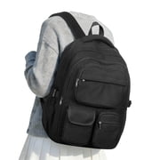 SYCNB 28L Large Capacity School Backpack for Teens, Generic Water Repellent 14" Laptop Bookbag with Multiple Pockets, for Travel & College, Black