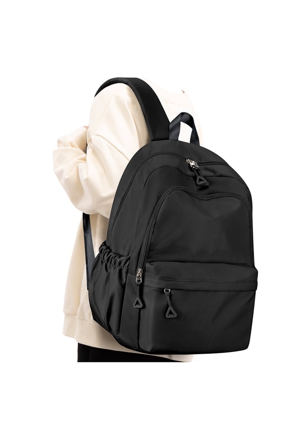 Backpack for School Students, Waterproof Lightweight High School Bags Travel Daypack Book Bags Simple Cute College Backpack Rucksack for Women Men Bookbag Laptop Backpacks, Black