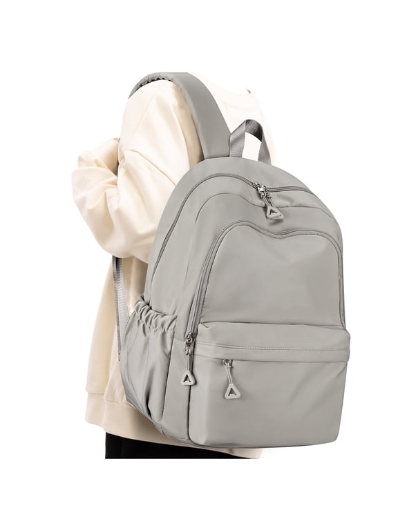 Backpack for School Students, Waterproof Lightweight High School Bags Travel Daypack Book Bags Simple Cute College Backpack Rucksack for Women Men Bookbag Laptop Backpacks, Grey Brown