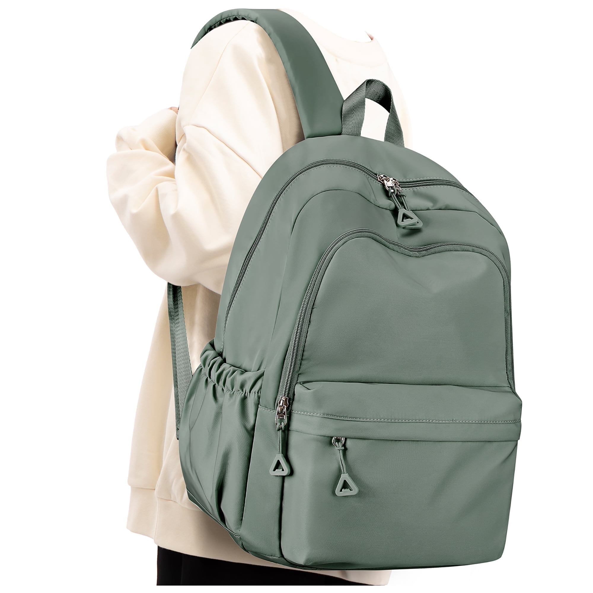 SYCNB Backpack for School Students, Waterproof Lightweight High School Bags Travel Daypack Book Bags Simple Cute College Backpack Rucksack for Women Men Bookbag Laptop Backpacks, Green