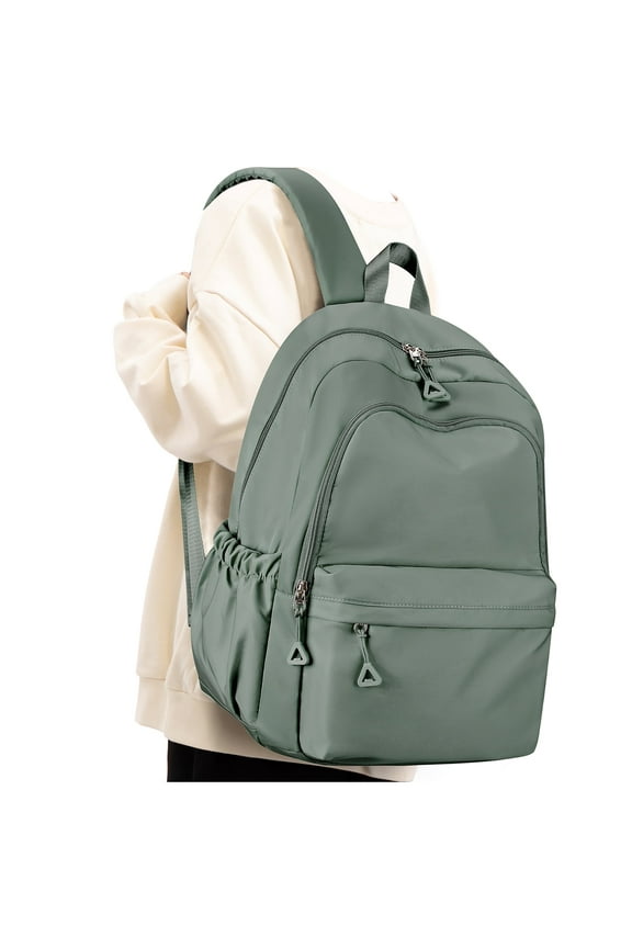 Backpack for School Students, Waterproof Lightweight High School Bags Travel Daypack Book Bags Simple Cute College Backpack Rucksack for Women Men Bookbag Laptop Backpacks, Green