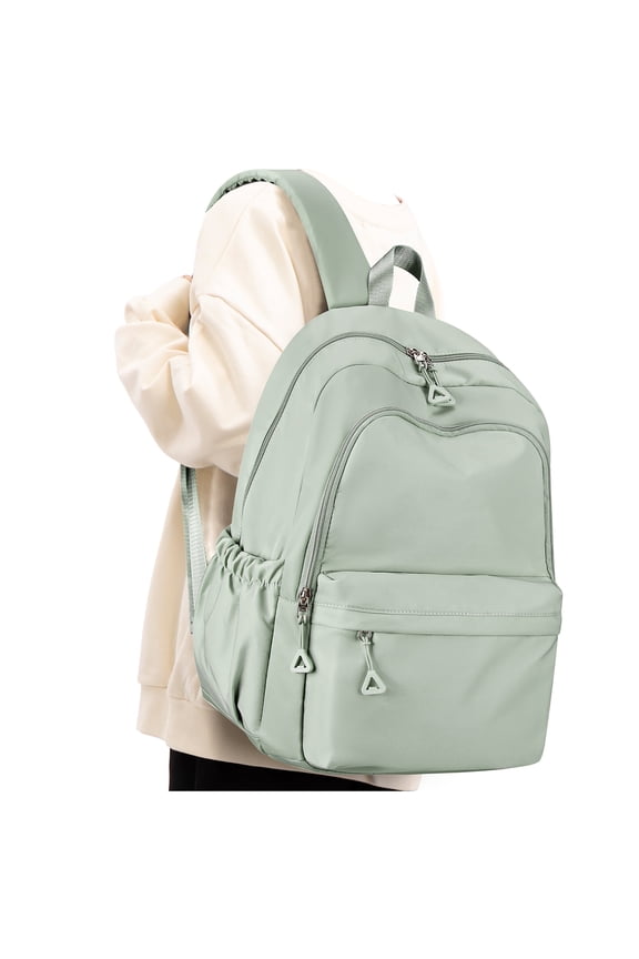 Backpack for School Students, Waterproof Lightweight High School Bags Travel Daypack Book Bags Simple Cute College Backpack Rucksack for Women Men Bookbag Laptop Backpacks Light Green