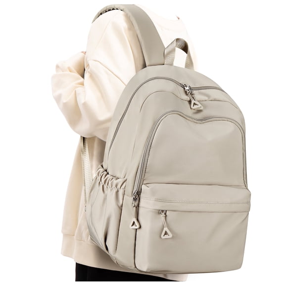 SYCNB Backpack for School Students, Waterproof Lightweight High School Bags Travel Daypack Book Bags Simple Cute College Backpack Rucksack for Women Men Bookbag Laptop Backpacks, Khaki