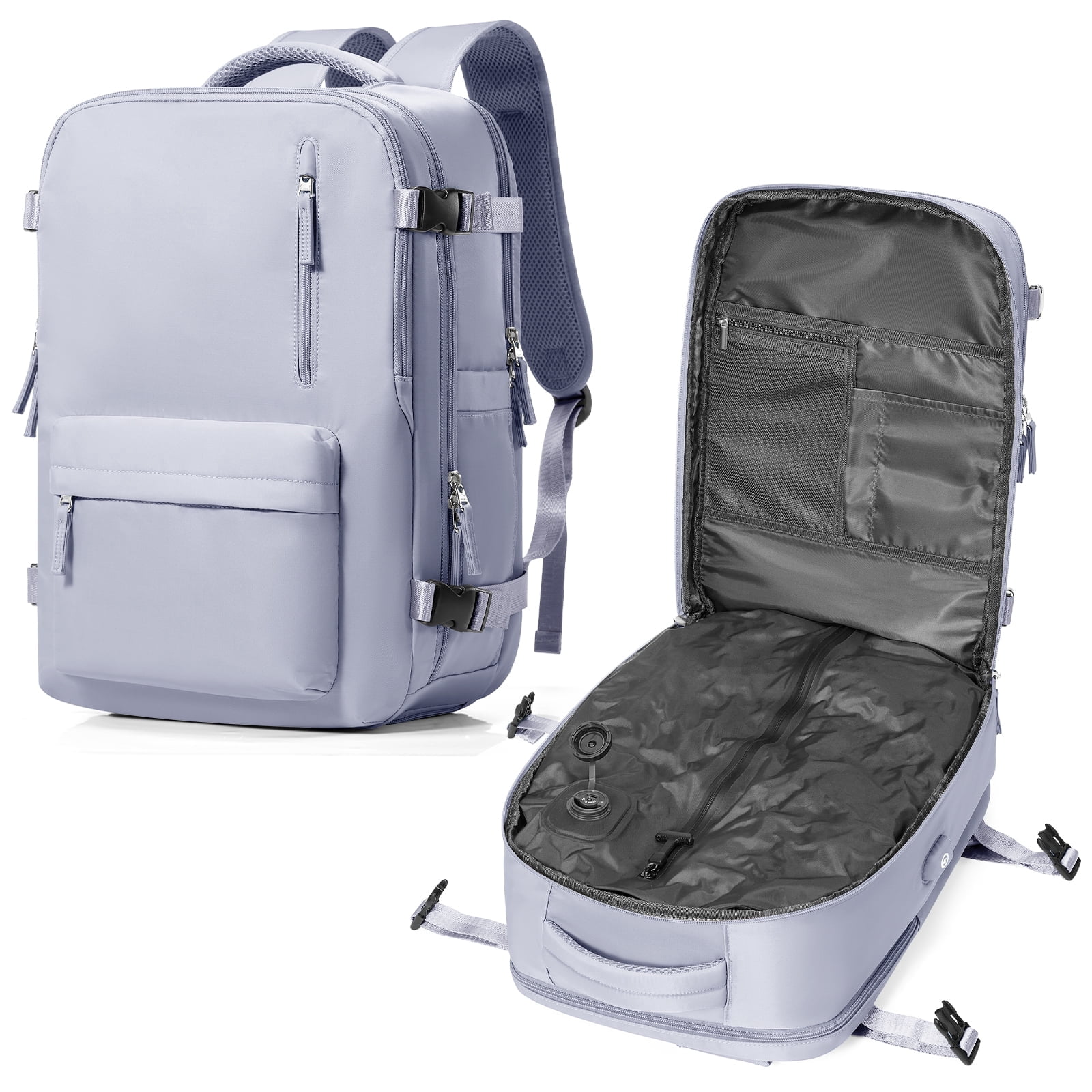 SYCNB Large Air Seal Travel Backpack for Men & Women, Airline Approved Vacuum Compression, Water-Resistant with Pump & Usb Port, 16 inch Laptop, Purple