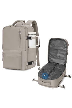 Large Air Seal Travel Backpack for Men & Women, Airline Approved Vacuum Compression, Water-Resistant with Pump & Usb Port, 16 inch Laptop, Gray Brown
