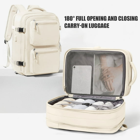 SYCNB Large Travel Backpack for Men Women, Mochila de Viaje Carry on Backpack Flight Approved Luggage Laptop Backpack, Personal Item Travel Backpack Waterproof Morral de Viaje Suitcase Daypack Beige