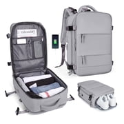 SYCNB Large Travel Backpack for Women Men, Carry On Backpack Flight Approved, Personal Item Travel Bag Waterproof Luggage Backpack Small Laptop Backpack Grey