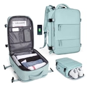 SYCNB Large Travel Backpack for Women Men, Carry On Backpack Flight Approved, Personal Item Travel Bag Waterproof Luggage Backpack Small Laptop Backpack Light Blue