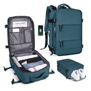 SYCNB Large Travel Backpack for Women Men, Carry On Backpack Flight Approved, Personal Item Travel Bag Waterproof Luggage Backpack Small Laptop Backpack Peacock Blue