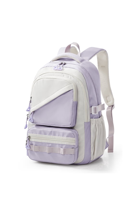 Lightweight Laptop Daypack for Teens, Large Capacity Water Repellent 15.6" Computer Bag with DIY Display Window & Ergonomic Back Support for Middle High School Students, Purple
