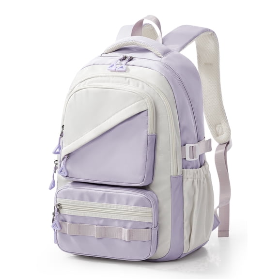 SYCNB Lightweight Laptop Daypack for Teens, Large Capacity Water Repellent 15.6" Computer Bag with DIY Display Window & Ergonomic Back Support for Middle High School Students, Purple