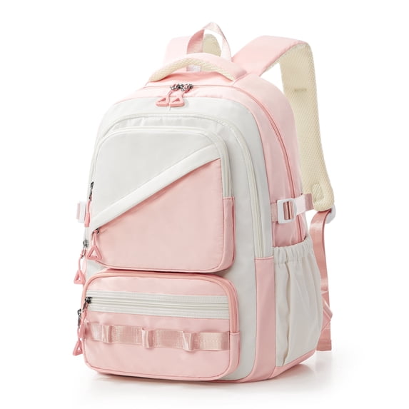 SYCNB Lightweight Laptop Daypack for Teens, Large Capacity Water Repellent 15.6" Computer Bag with DIY Display Window & Ergonomic Back Support for Middle High School Students, Pink