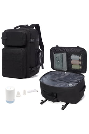 Vacuum Travel Backpack with Pump, Waterproof Backpack for Men, Carry-On Personal Item Travel Bag, Versatile Vacuum Compression Backpack for Travel Hiking, Black