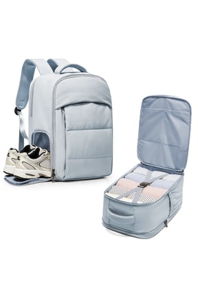 Travel Backpack for Women, Lightweight Personal Item Travel Bag, Gym Backpack with Shoe Compartment, Waterproof Carry-On Bag Air-approved, Gray Blue