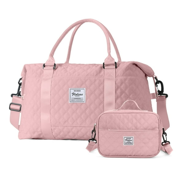 SYCNB Travel Duffle Bag with Toiletry Bag, Weekender Overnight Bag for Women Carry on Bag Hospital Holdalls, Men Casual Sport Gym Tote Bag Personal Item Bag for Airlines with Wet Pocket Pink