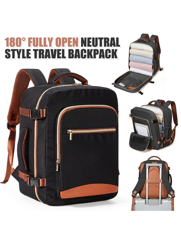 Large Travel Backpack for Women & Men, Airline-Approved Carry-On Personal Item Bag, Waterproof Essentials Weekender overnight Backpacks for Work Business Trips, Black