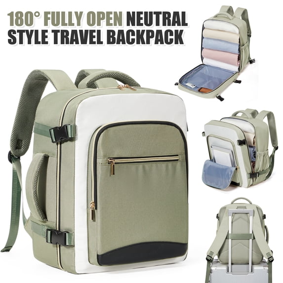 SYCNB Large Travel Backpack for Women & Men, Airline-Approved Carry-On Personal Item Bag, Waterproof Essentials Weekender overnight Backpacks for Work Business Trips, Olive Green