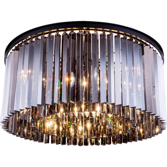 SYDNEY Flush-Mount Light 8-Light Mocha Brown Golden Teak Smoky Crystal Gold