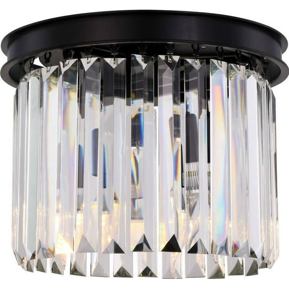 SYDNEY Flush-Mount Light Fixture Traditional Antique 3-Light Crystal Matte
