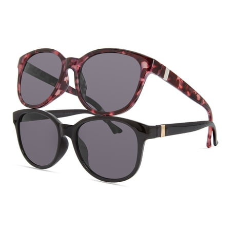 SYDNEY OPTICAL COLOR READING GLASSES, 2 PAIRS BLACK & RED +2.75